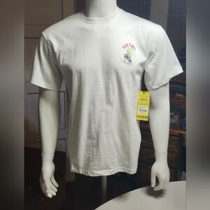 Members Only White Graphic T-Shirt With Large Embroidery Work Size Medium